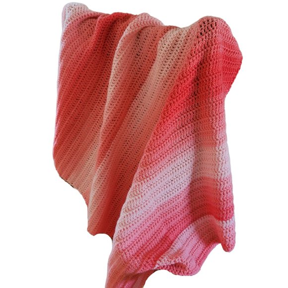 🎉HP🎉NEW Handmade Crochet Ombre Sea Coral Blanket /Throw - Picture 8 of 11
